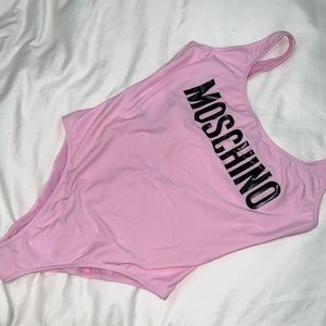 Moschino one piece pink logo swim